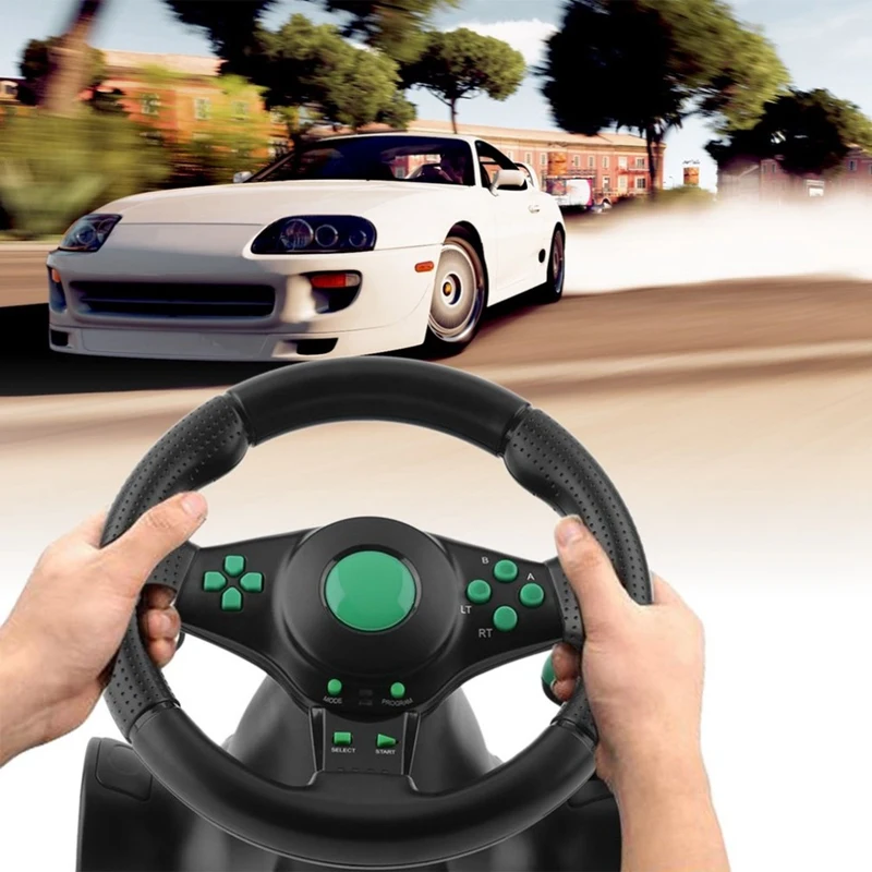 Racing Game Steering Wheel For PS2 For PS3 Computer USB Car Steering-Wheel 180 Degree Rotation Vibration With Pedals 3 in 1