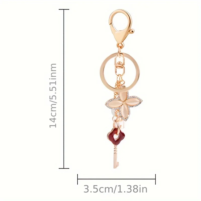 Creative Crystal Rhinestone Clover Key Chain Car Keyrings Female Cute Flower keychains Women Bag Pendant Key Rings Wholesale