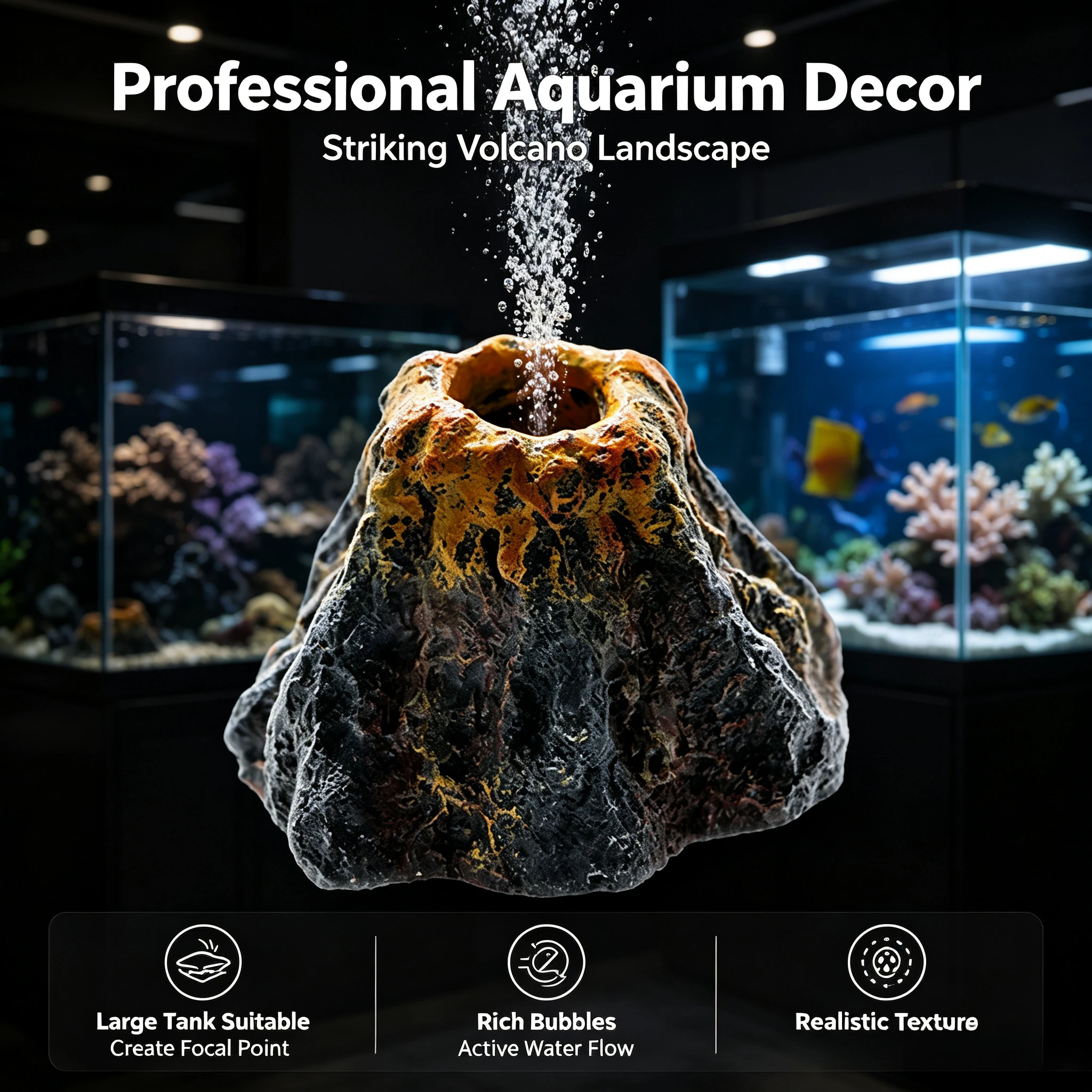 Aquarium Volcano Shape Air Bubble Stone Oxygen Pump Decoration Bubble Stone Tank Plate Air Pump Aquarium Fish Tank Decoration