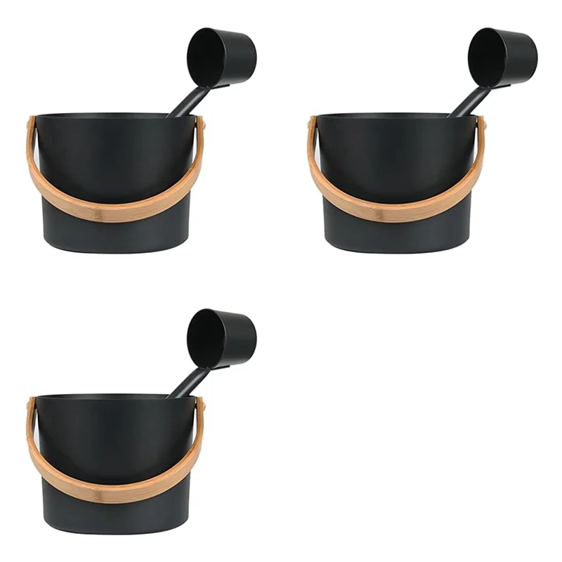 

【RECOMMEND】3X Finnish Sauna Aluminum Bucket, Long-Handled Spoon Set, Sauna Bucket, Bathroom, Sauna Steam Room Accessories