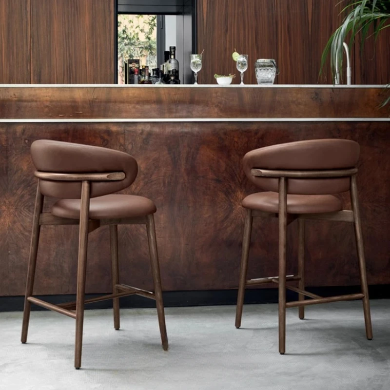 Sedie da bar moderne in legno di velluto Lounge Design con schienale bianco Sgabelli da bar di alta qualità Cucina Mobili per la casa di lusso nordici Banqueta