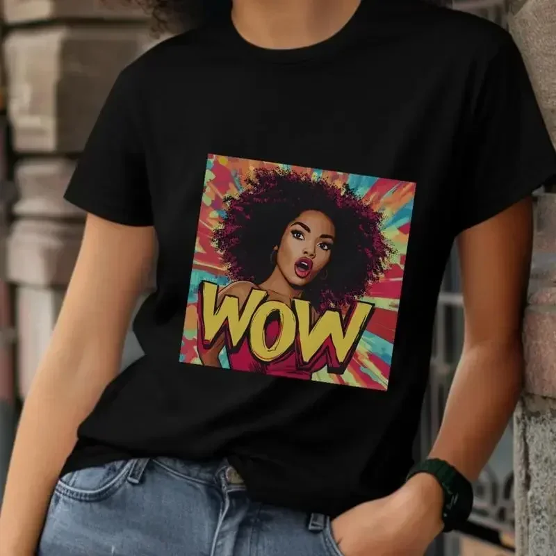 Retro Movie Action T Shirt 1950S Film Poster Pop Art Afro Lady Wow Comic Boo
