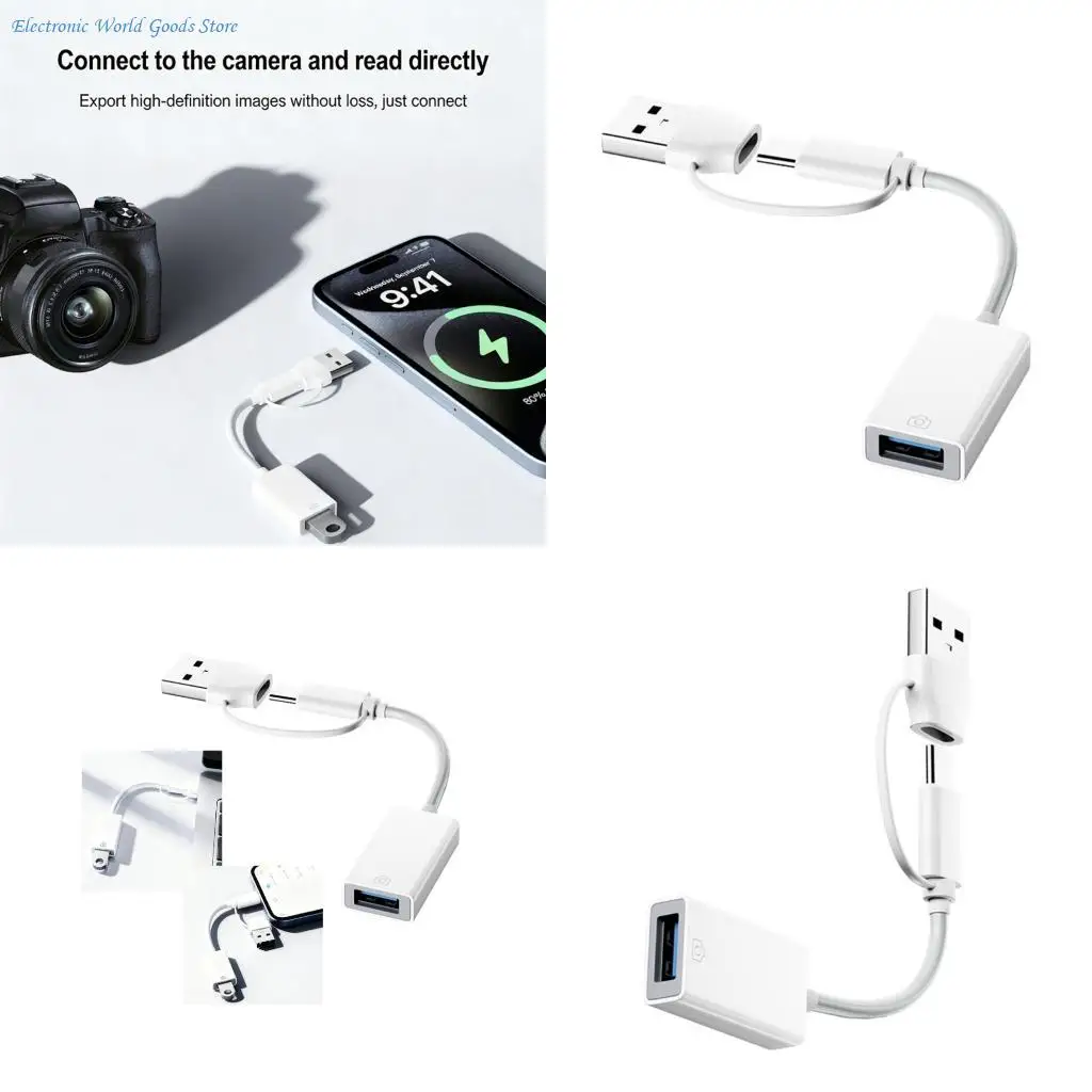 A3PD Small USB C Male to USB Female Adapter Data Cable 16.5cm Plastic Texture