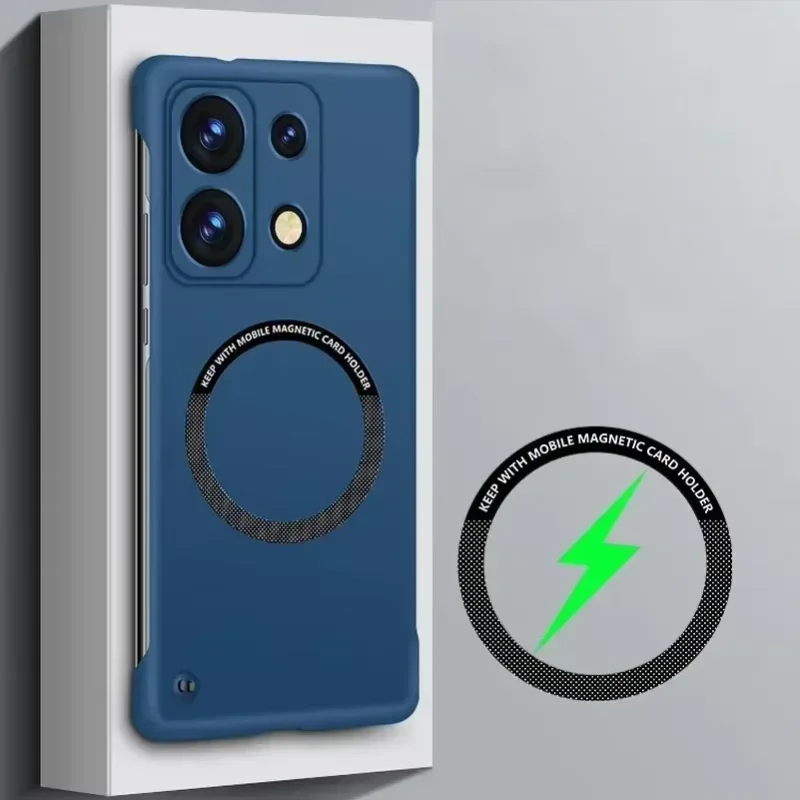 Capa de Telefone Sem Moldura para Redmi Note 14 11S 13 11T 12 15 Pro Plus K50i 5G, à Prova de Choque com Bobina Magnética e Tampa Traseira Fosca em PC