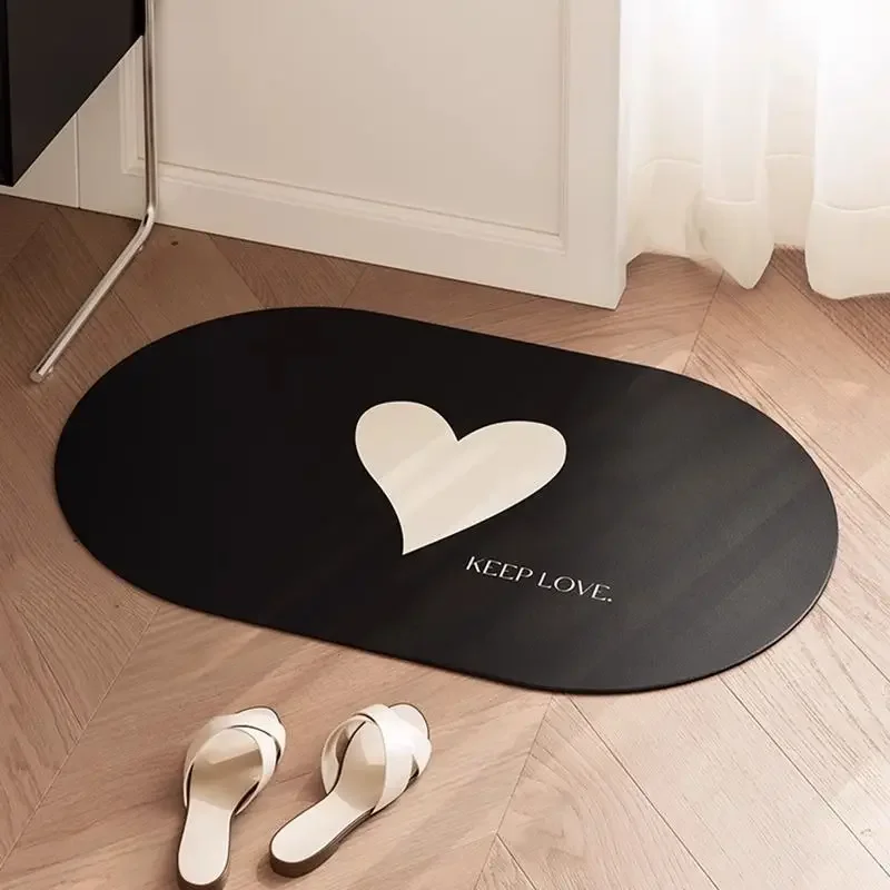 New product, modern, fashionable, black bathroom door, absorbent, moisture resistant, Italian diatomaceous earth mat