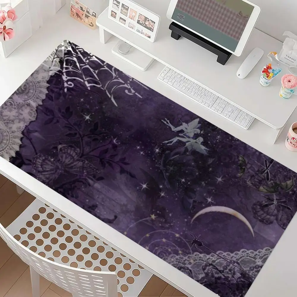 Dark Moon Butterfly Mousepad Desk Mat Smooth Cloth Surface Thick Rubber For Gothic Esports Desk