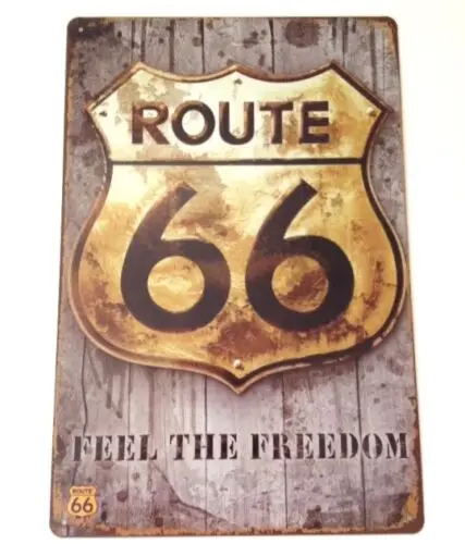 1 pcs,RETRO METAL WALL SIGN TIN PLAQUE VINTAGE SHABBY CHIC GARAGE ROUTE 66 USA CAR US