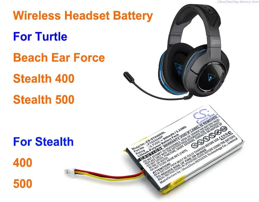 900mAh Wireless Headset Battery FT603048P for Stealth 400, 500, For Turtle Beach Ear Force, Stealth 400,Stealth 500