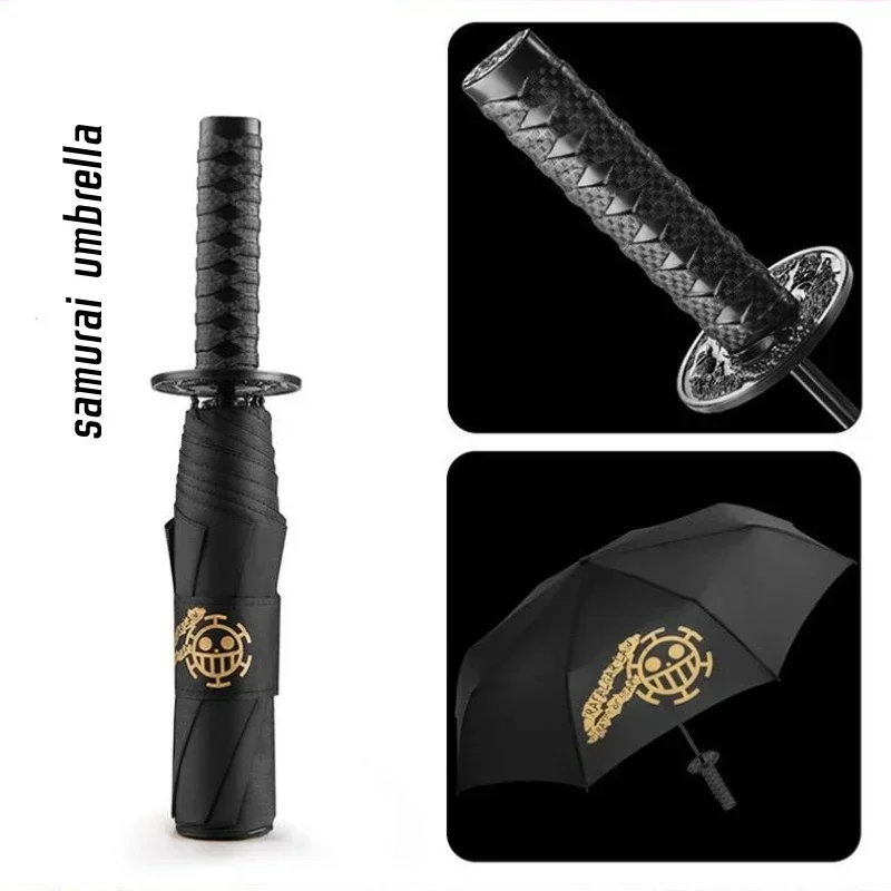 

3-Stage Folding Samurai Umbrella Japanese Anime Men's Reinforced Guarda Chuva Katana Manual Paraguas Unbrella Mini Umbrella