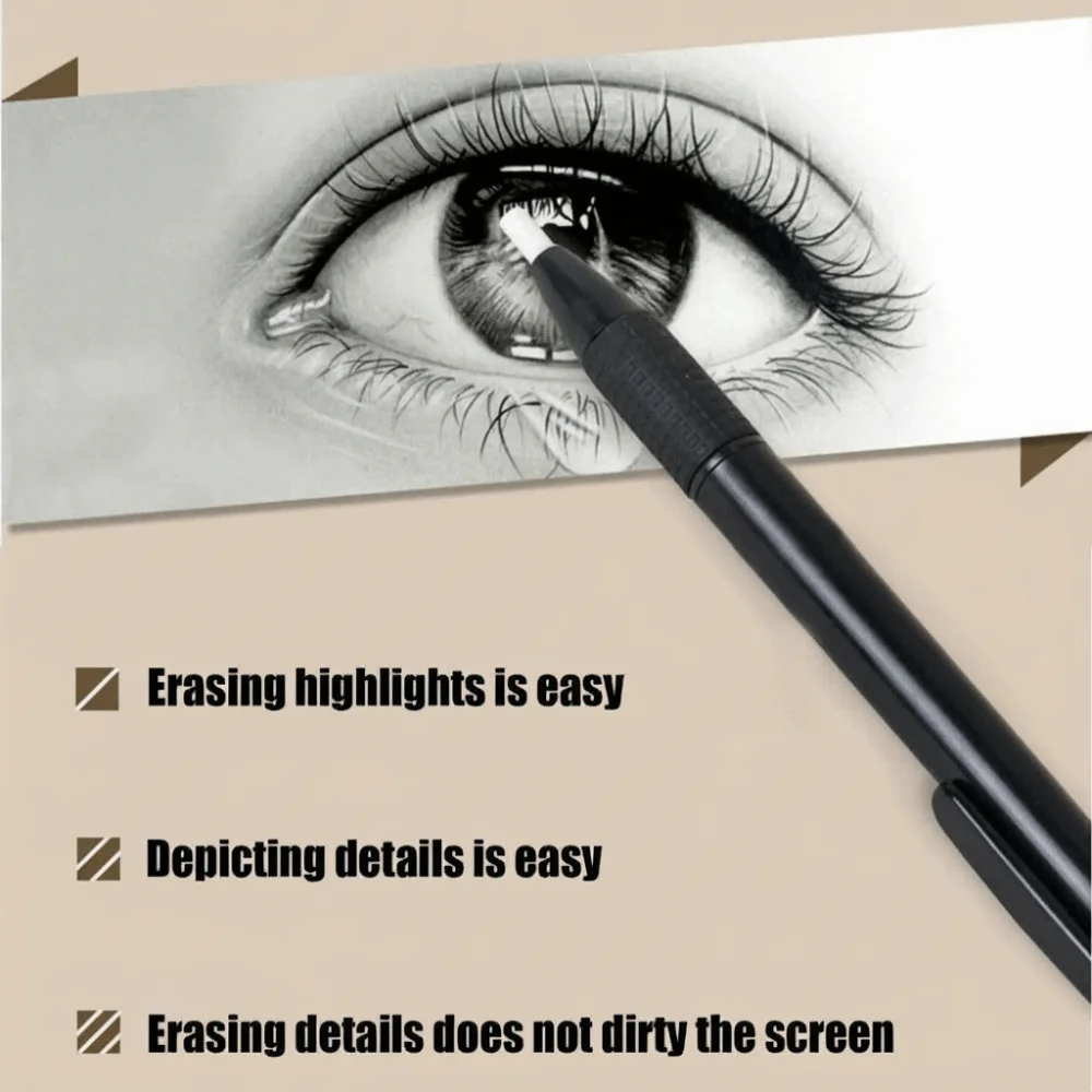 3.8mm Thin Tip Retractable Eraser Pen Press Retractable High Precision Mechanical Erasing Pencil Correction Tools 5 Refills