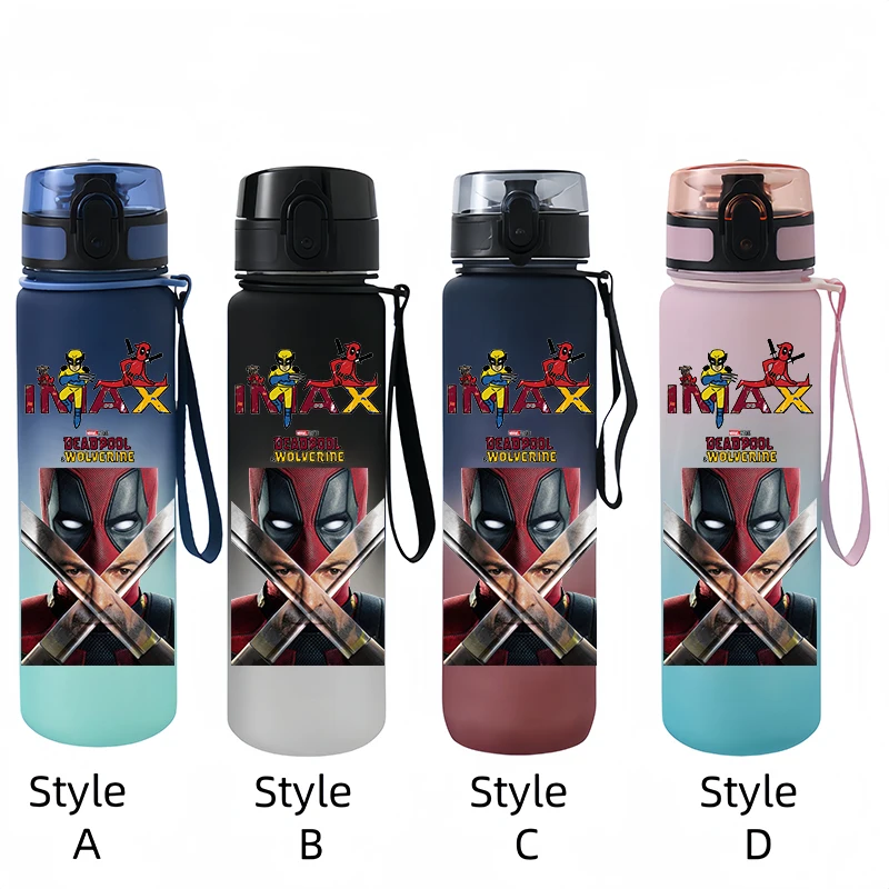 Marvel Deadpool and Wolverine Water Cup Outdoor Sports 650ml Large Capacity Water Bottle Gift Student High-Looking Straight Cup