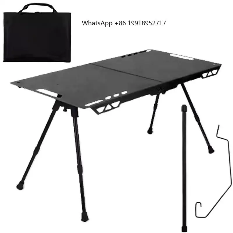 Folding Camping Table Folding Grill Board Portable Height Adjustable Picnic Table With Light Holder For RV Tailgating Garden