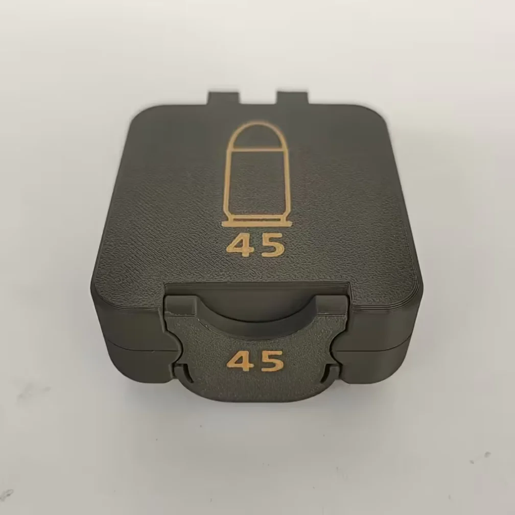 Mini 45 ACP Ammo Box, 25 Rounds Capacity, Snap-On Lid with Removable Liner, Compact Pistol Ammo Case