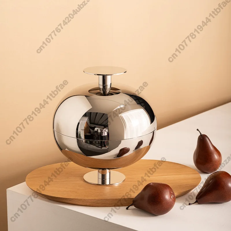 

European stainless steel light luxury fruit plate with lid, coffee table, dining table, snack plate, large fruit basket, model h