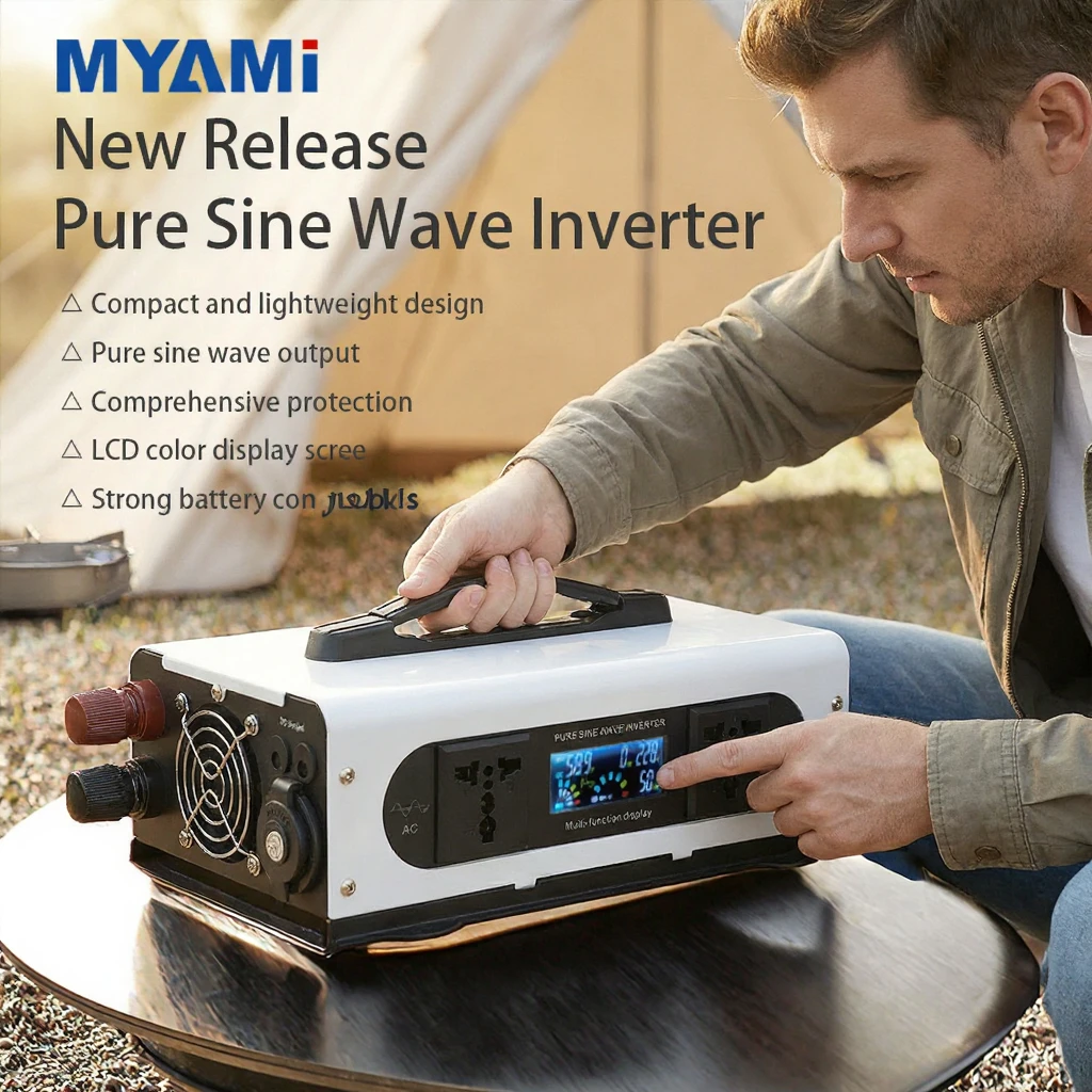 MYAMi 3000W Pure Sine Wave Power Inverter 12V 24V 48V 60V DC To AC 220V 50Hz/60Hz LCD Display Dual Output For RV/Home/Camping