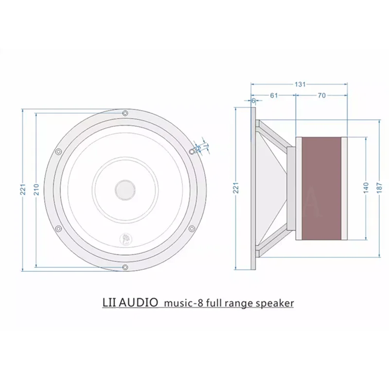 Imagem -04 - Lii Audio Music Colunas de Gama Completa Diâmetro de Abertura od 221 mm 187 mm Profundidade Escareada mm 8ohm 5090w 1pc