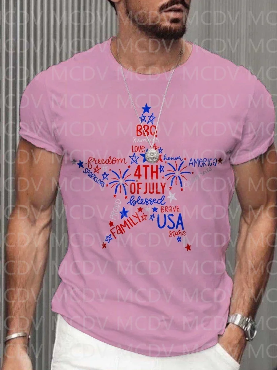 

2023 Summer Men's Independence Day America USA Flag Fourth T-Shirt The Colorful The Best He Him Hole LGBT 3D Printed T Shirt