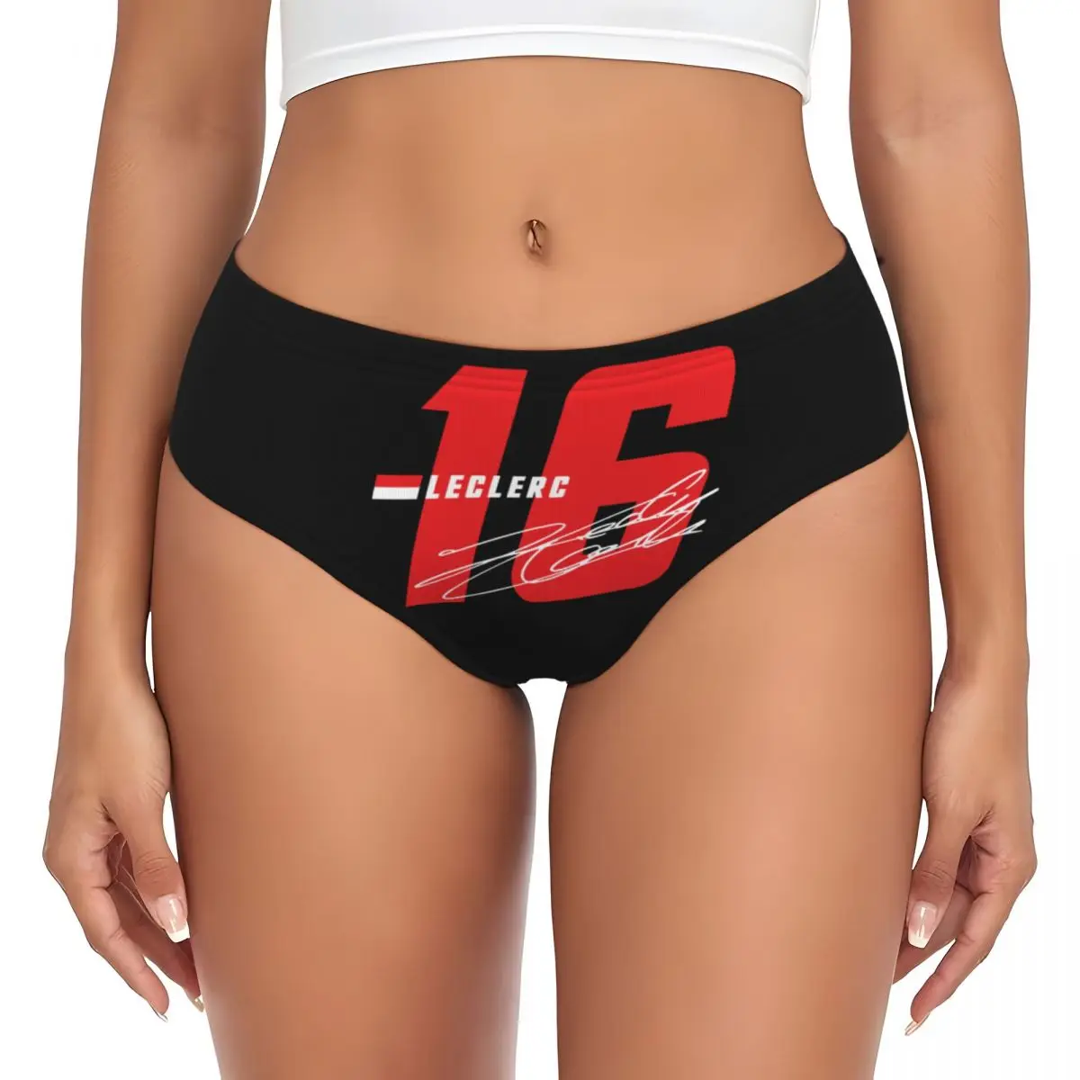 Custom Charles Leclerc 16 Signature Number Brief Panties Women's Stretch Underwear