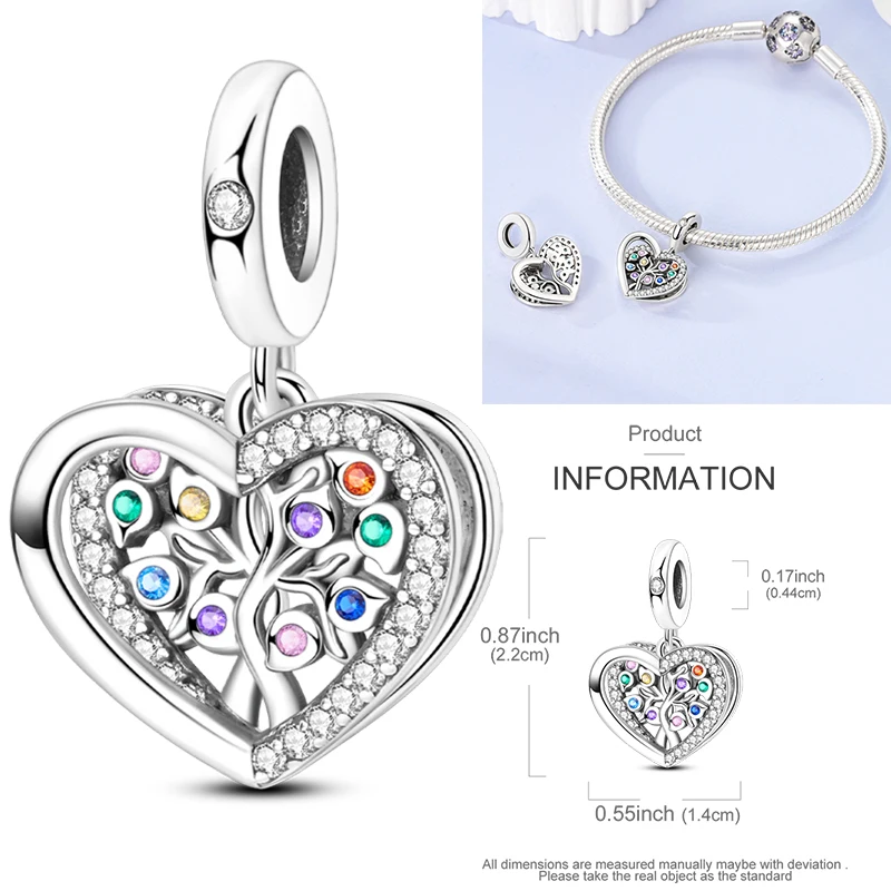 925 Sterling Silber Lebensbaum Anhänger Familie Unendlichkeit Herz CZ Zirkon Perle Passend für Original Armband DIY Schmuck Geschenk für Frauen – Detail 22