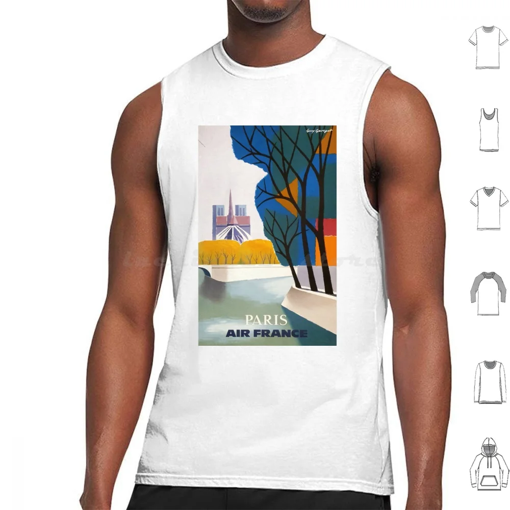 Air France Paris Travel Vintage Poster Sticker Tank Tops Vest Sleeveless Travel Vintage Paris Luggage Air France Retro Logos