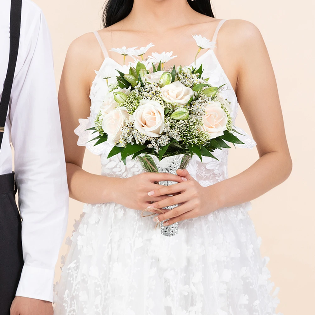 

Artifical Wedding Bouquets Holders 10cm Lace Handle Bridal Bouquet Mold Floral Foam Durable Material Versatile Use Secure Grip