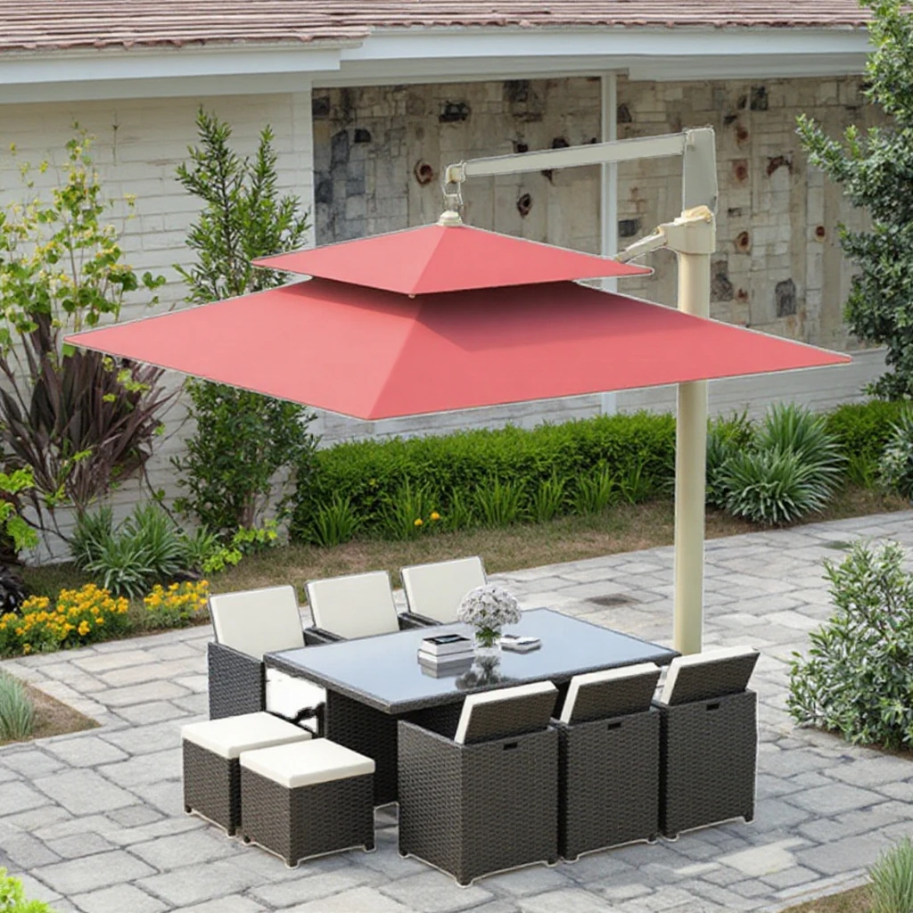 

Contemporary Outdoor Wicker Rattan Sofa Set with Garden Umbrella for Courtyard Villa & Hotel Furniture Combinationspromote sales