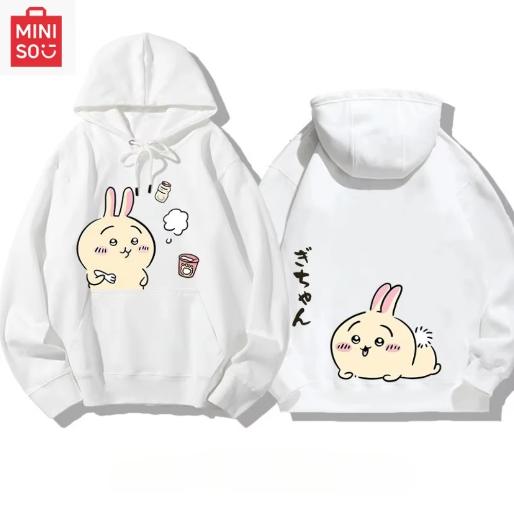 MINISO Collaboration Chiikawa مطبوعة للرجال والنساء هوديي كبير الحجم فضفاض كارتوني متعدد الوظائف فتاة عادية ولطيفة #3