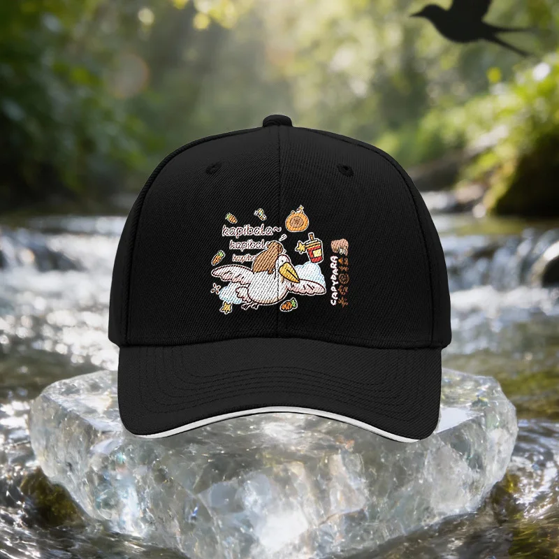 Capybara & Flying Bird Baseball Cap - Adjustable Lightweight Suitable for Travel, Parties, Birthdays, Unisex Outdoor Sun Hat wit