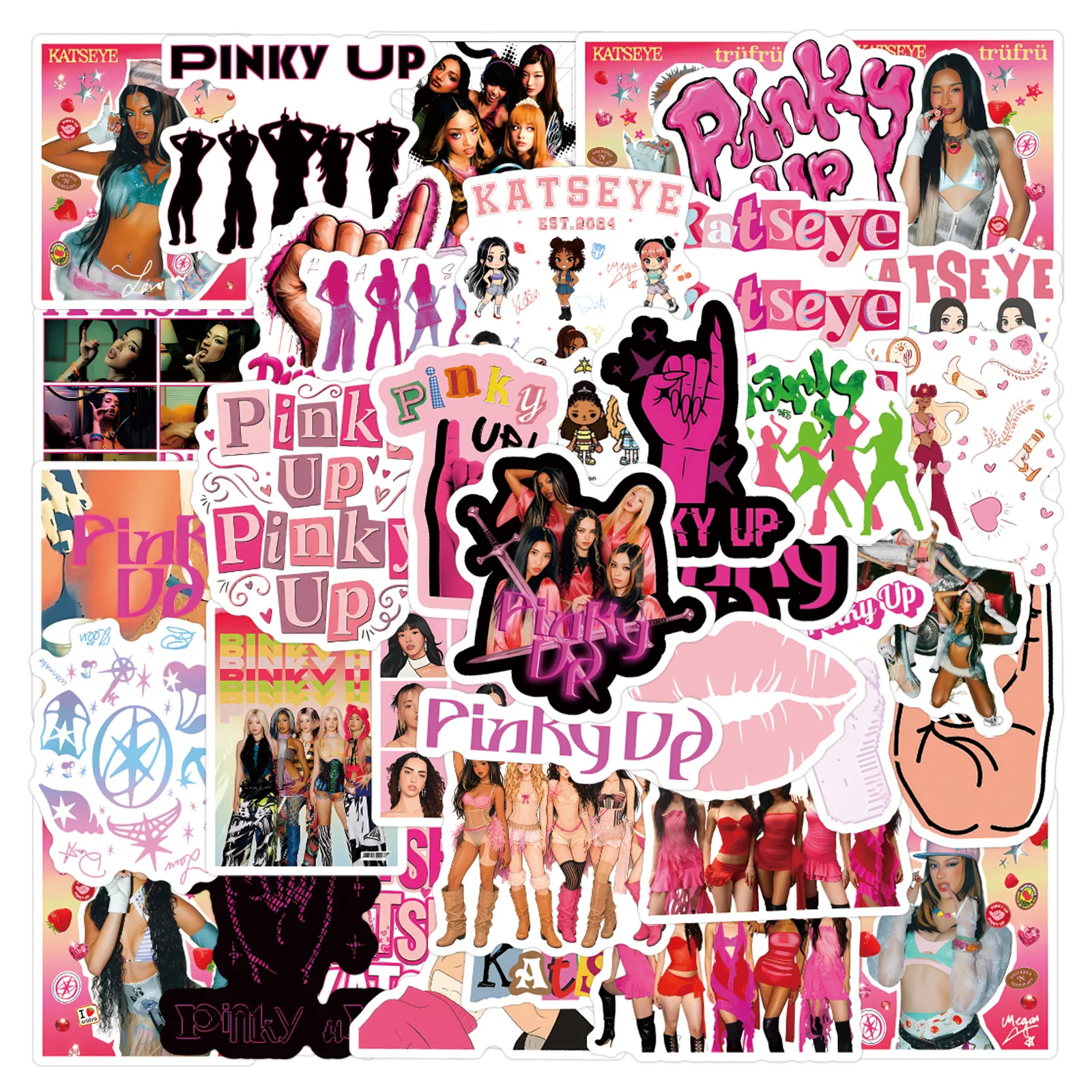 10/50 Stück Girl Group KATSEYE Aufkleber Song PINKY UP Graffiti Dekoration Notizbuch Handy Gitarre Koffer Kühlschrank Spielzeug Aufkleber