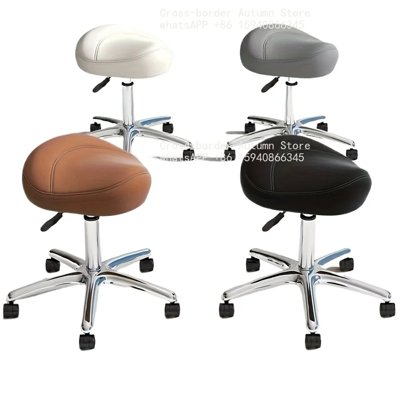 Adjustable Swivel Salon Stool With Rolling Wheels Hydraulic Lift Saddle Chair For Barber Tattoo Beauty Massage Work