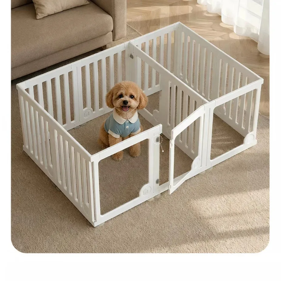HYS Transparent Acrylic Dog Fence Pet Indoor Dog Cage Medium and Small Dog Fence Bi Bear Teddy