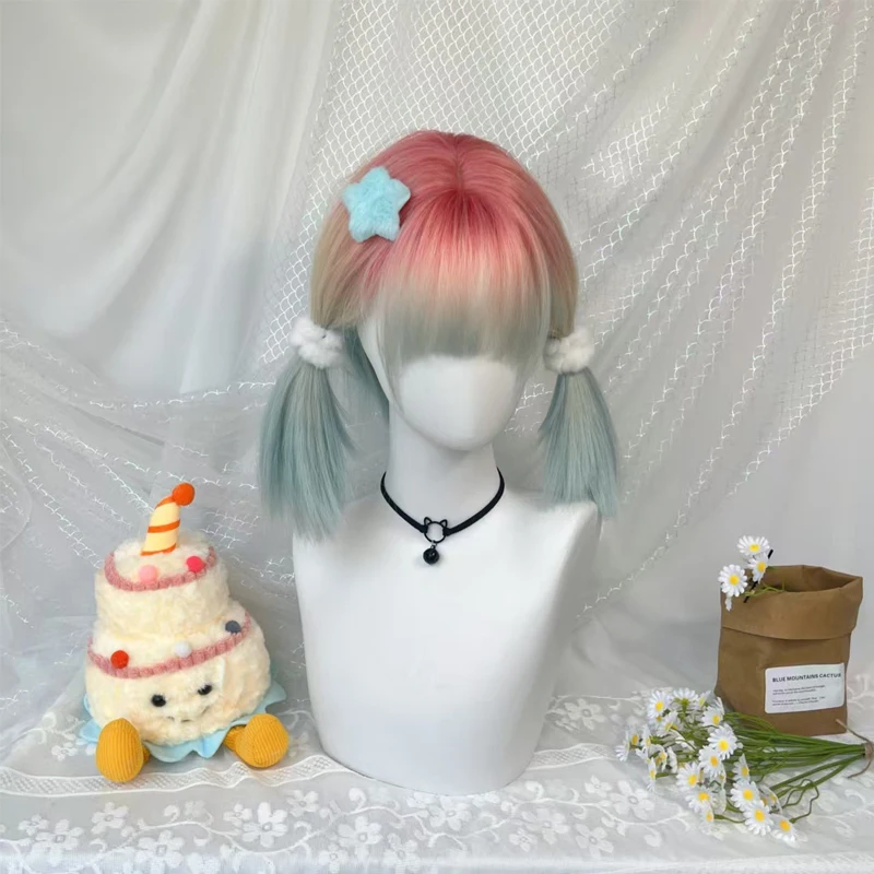 

Синтетический парик градиентного цвета, женские парики 13 дюймов, короткая прямая прическа боб с челкой для женщин, Хэллоуин, Рождественская вечеринка