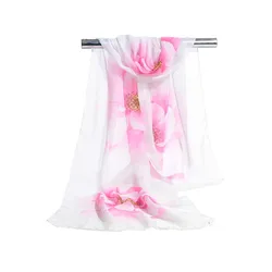 New chiffon printed silk scarf elegant elegant flower female scarf spring summer fashion printed scarf