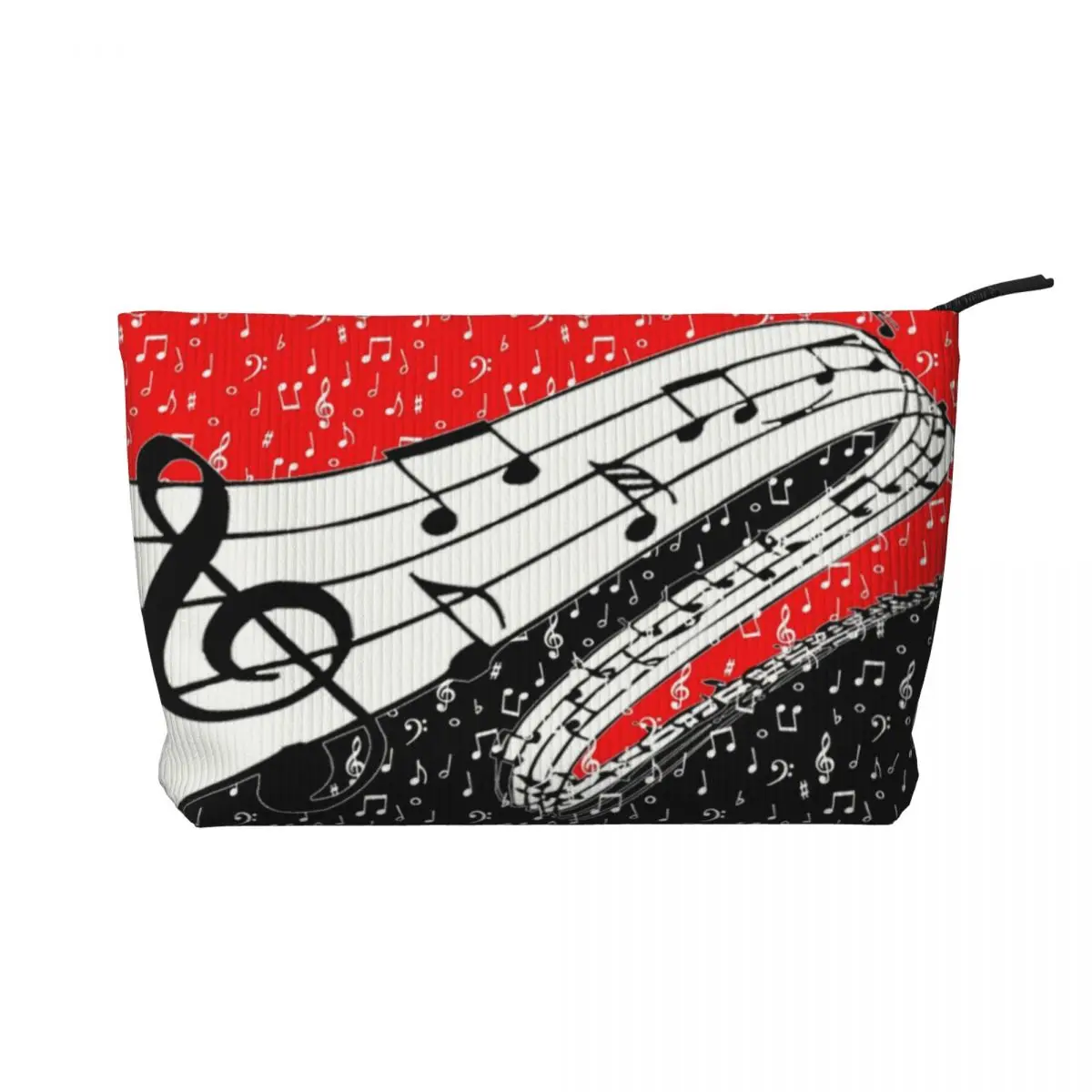 Custom Red And Black Music Theme Toiletry Bag for Women Makeup Cosmetic Organizer Ladies Beauty Storage Dopp Kit Case