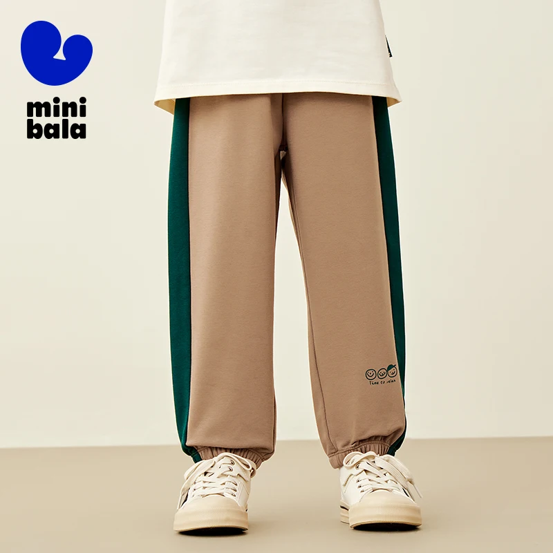 

Mini Bala Unisex Kids Children 2025 New Autumn-Winter Trousers Trendy Color-blocking Long Trousers