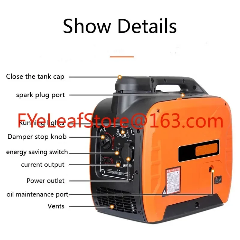 Draagbare generator AC120/240v DC 48v Benzine-omvormer Autogenerator Range Extender