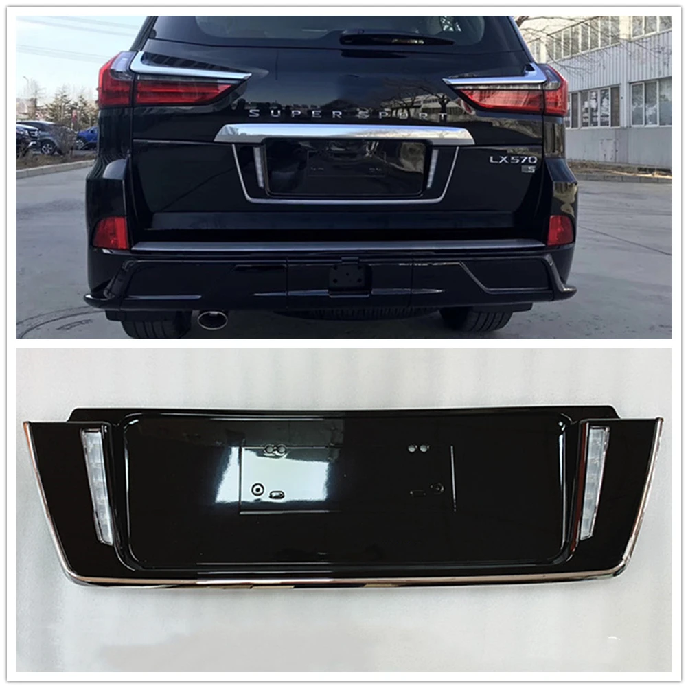 Car Rear License Panel Plate With LED Light For Lexus LX570 LX450D 2008-2019 Tailgate Trunk Lift Gate Molding Guard