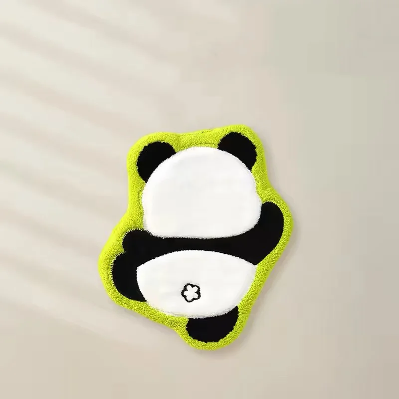 VIKAMA Cute Panda Shaped Rug Soft Faux Wool Floor Mat for Kids Room Non-slip Cozy Planet Motif