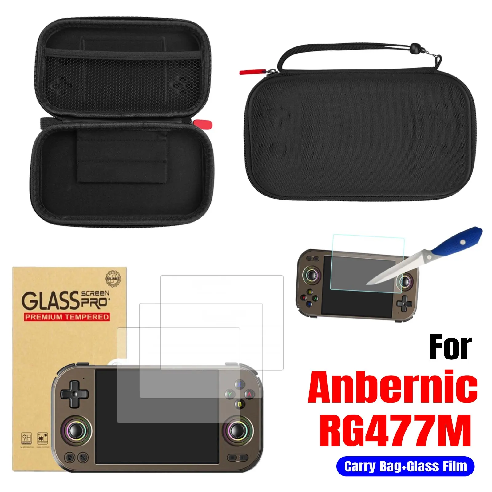 For Anbernic RG477M Game Console Travel Handbag Portable Game Organizer Case With Screen Protector for RG 477M Shell Accessories