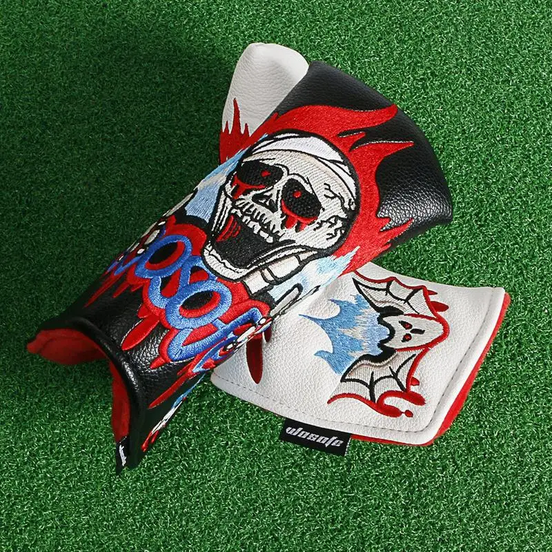 Golf Putter Capa Fecho Magnético PU Couro Teste Padrão Do Crânio Head Cover Para Lâmina Putter Headcover Taco de Golfe À Prova D' Água