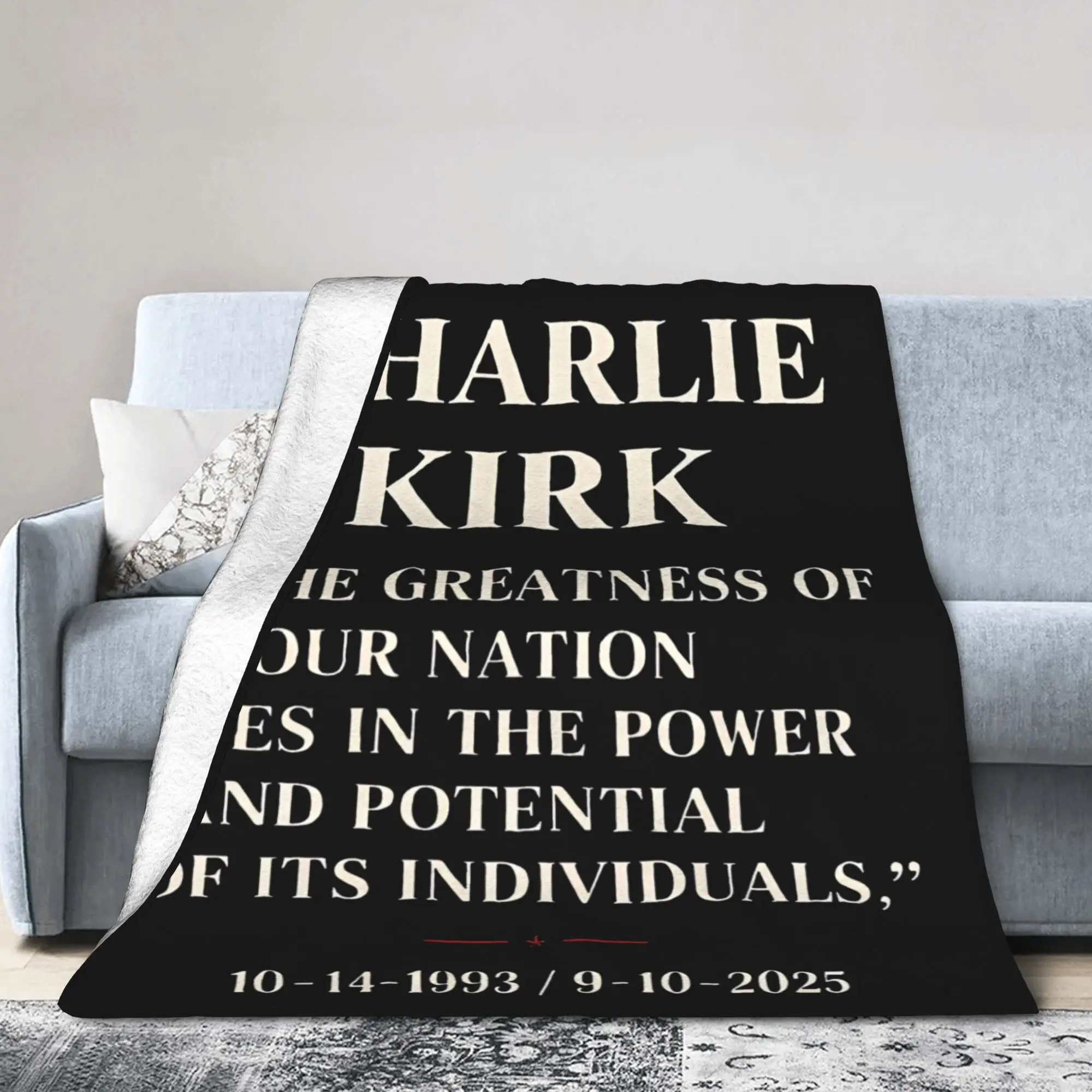 Charlie Kirk A True Patriot RIP Blanket Flannel Spring Autumn Quote Freedom Multi-function Throw Blankets Bedspreads Rug Piece
