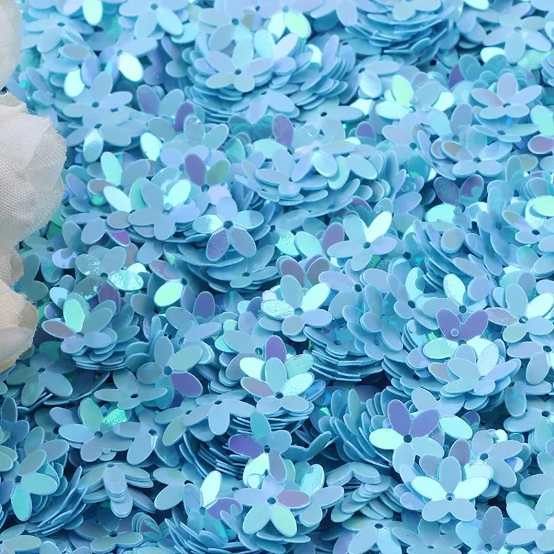 Matte White Transparent Crystal Flower Sequins, 10mm