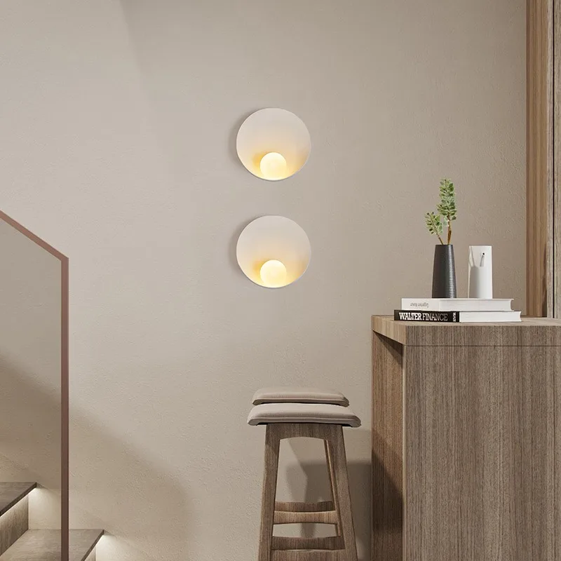Japanese Minimalist Wall Lamps Creative Rotundity LED Wall Sconces Bedroom Bedside Dressing Table Corridor Cafe Lighting Fixture