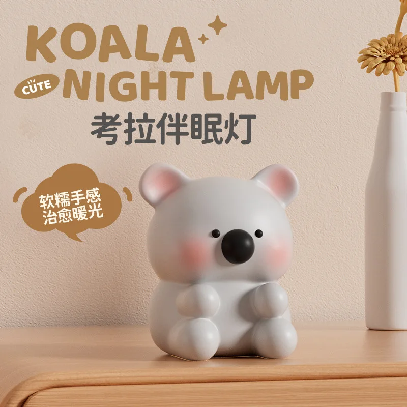 2024 New Koala Creative Clap Lamp Bedside With Sleeping Desk Lamp Dormitory Bedroom Induction Cute Atmosphere Lamp.