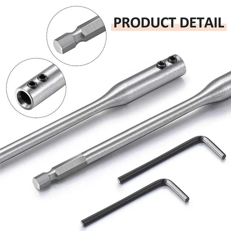 Boorverlenging 6, 12 inch boorset Houten spadebitset met moersleutel voor houten constructieaccessoires (12)