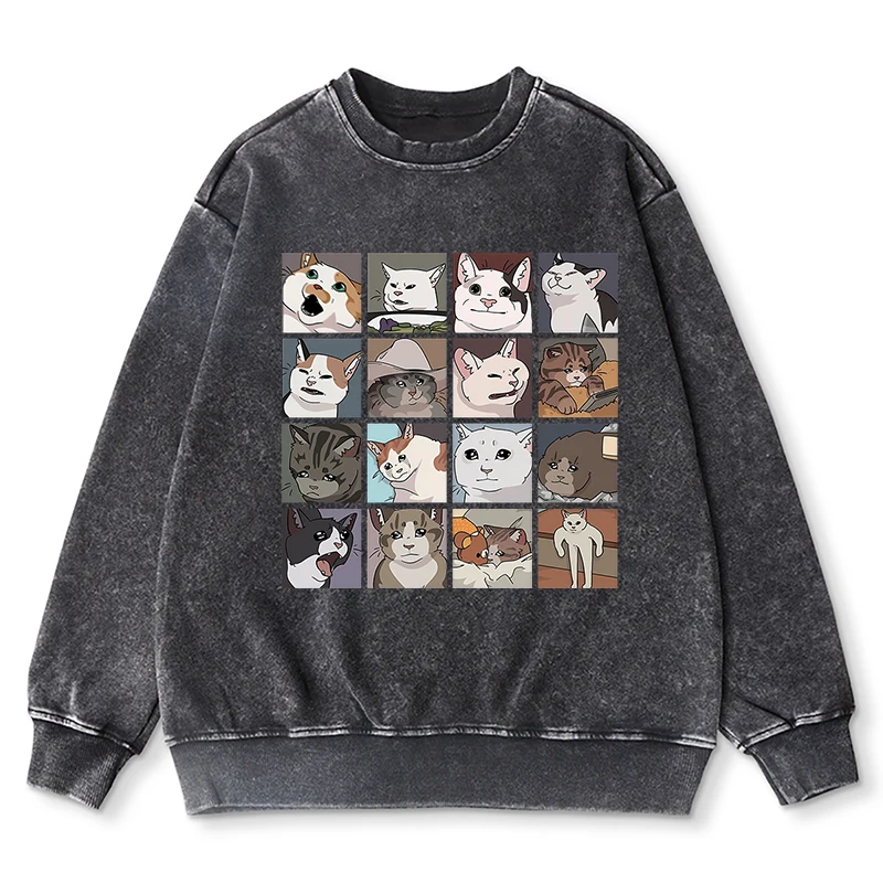 Cute Animal Puzzle Cartoon Washed Hoodies Men Harajuku Casual Comfortable Hoodie Fashion Fit Hoody Autumn Comfy Male Pullover