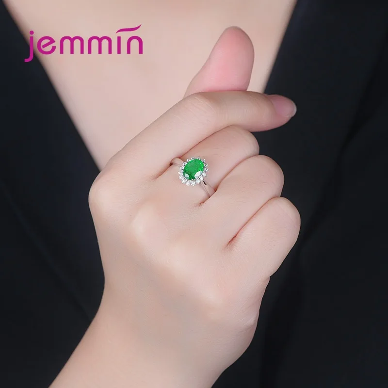 Anello di fidanzamento autentico in argento sterling 925 con design floreale ovale fine Anelli di zirconi di cristallo per gioielli di moda da sposa per ragazze da donna