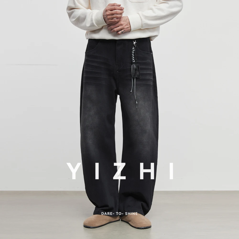 

Fashion Men's Washed Vintage Jeans 2025 Autumn and Winter New Loose Straight-leg Slightly Flared Men's Denim Casual Pants