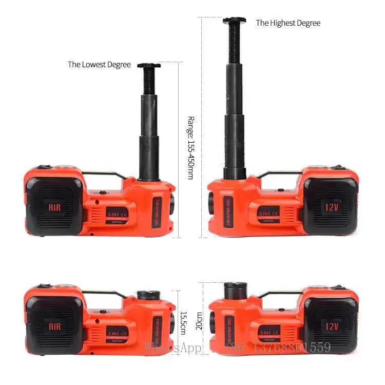 12V 5Ton Car Electric Tire Lifting Jacks Hydraulic Air In Fatable Floor Jack With Impact Wrench And Gauge Pump