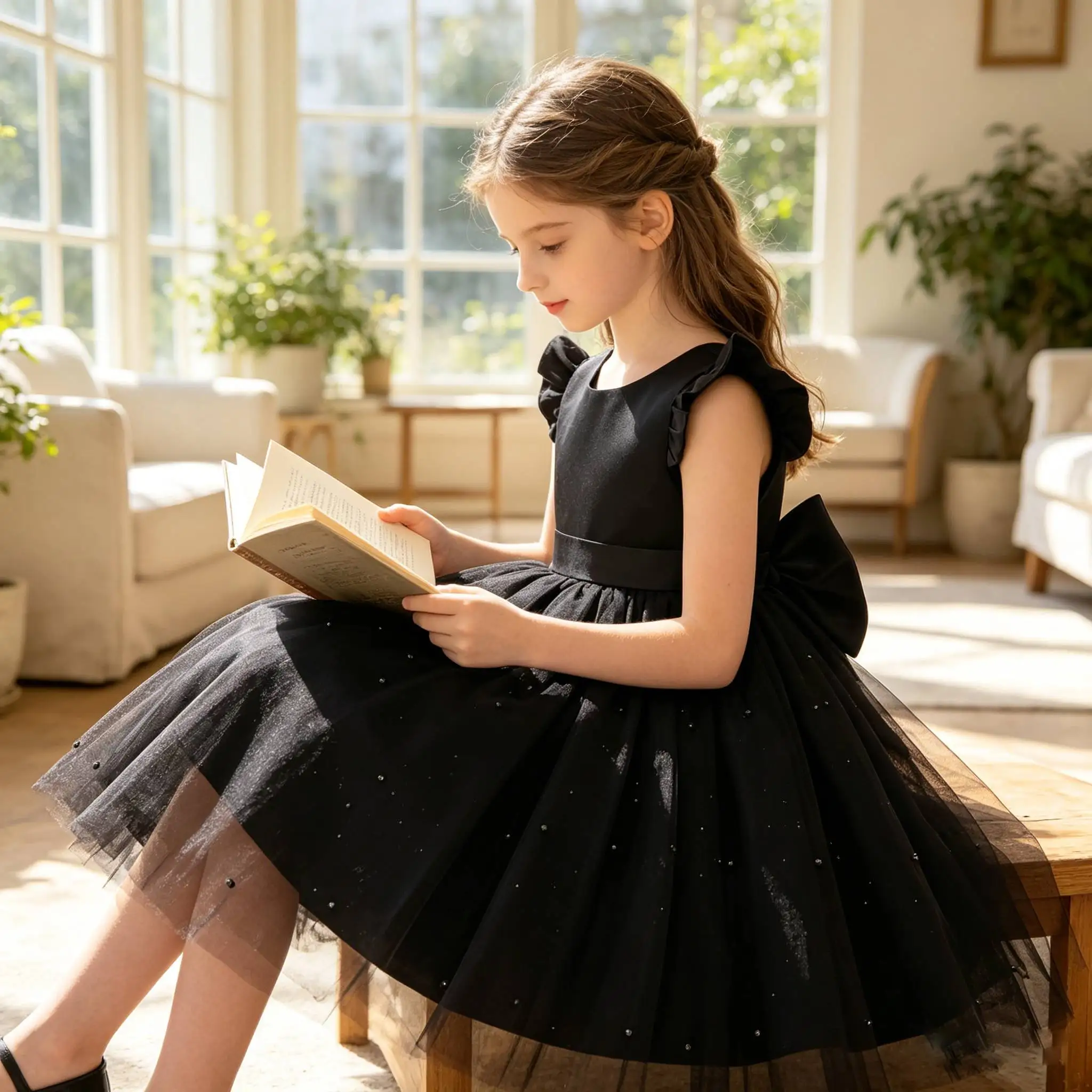black Bridesmaid Tulle Dresses For Girls Wedding Prom Gown Little Girls Party Dress Kids First Communiom Formal Evening Vestidos